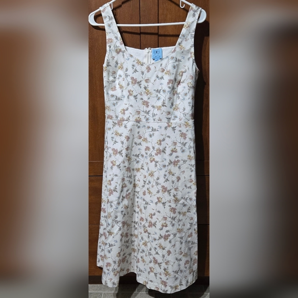 CeCe Ivory and Pastel Floral Dress